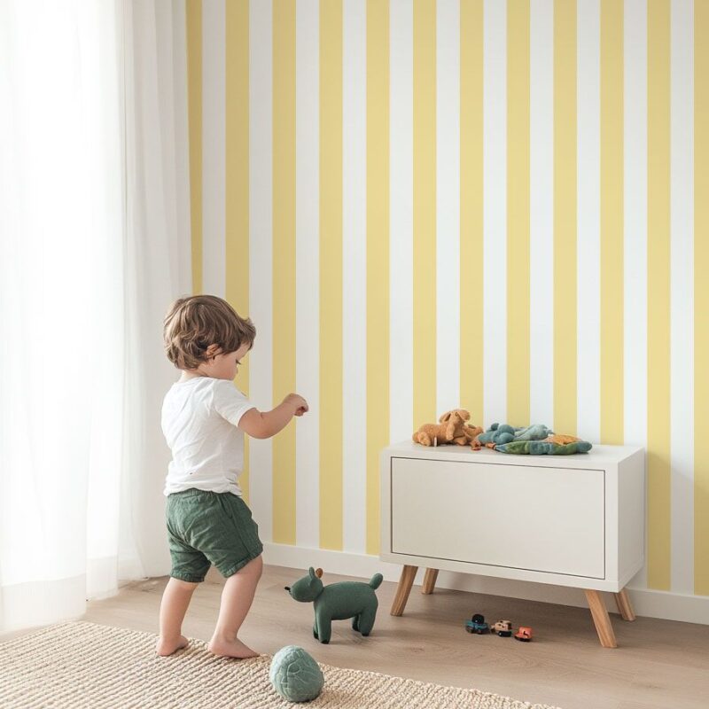 papier-peint-rayure-jaune