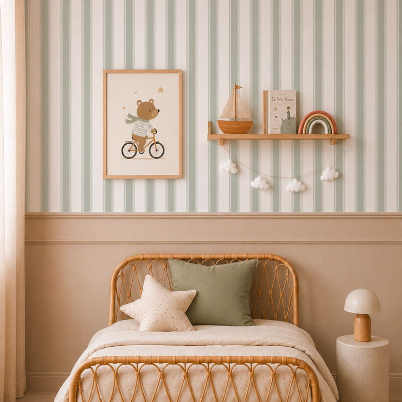 papier-peint-rayures-vert-de-gris