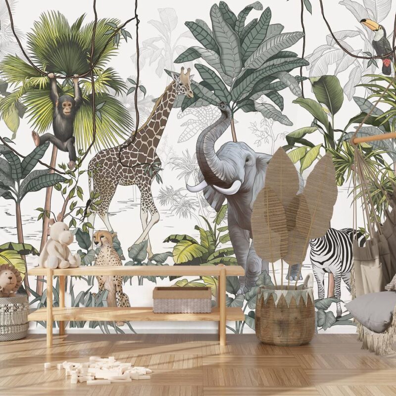 papier-peint-royaume-de-la-jungle-pour-enfant