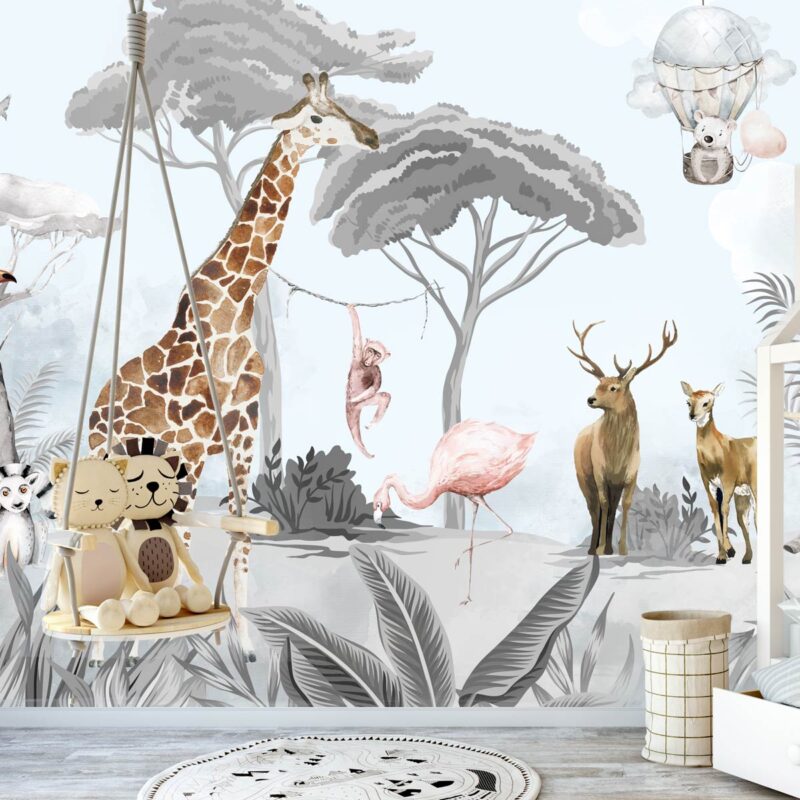 papier-peint-safari-bleu-bébé