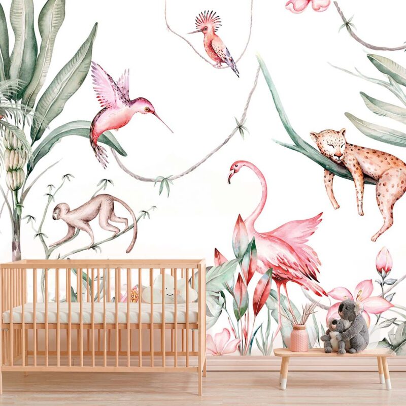 papier-peint-safari-chambre-fille