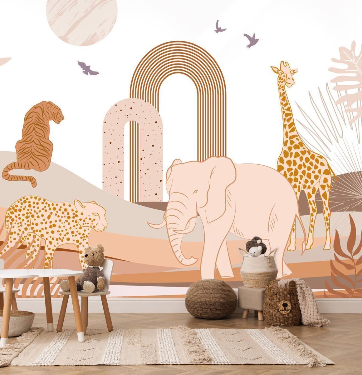 papier-peint-safari-chambre-fille