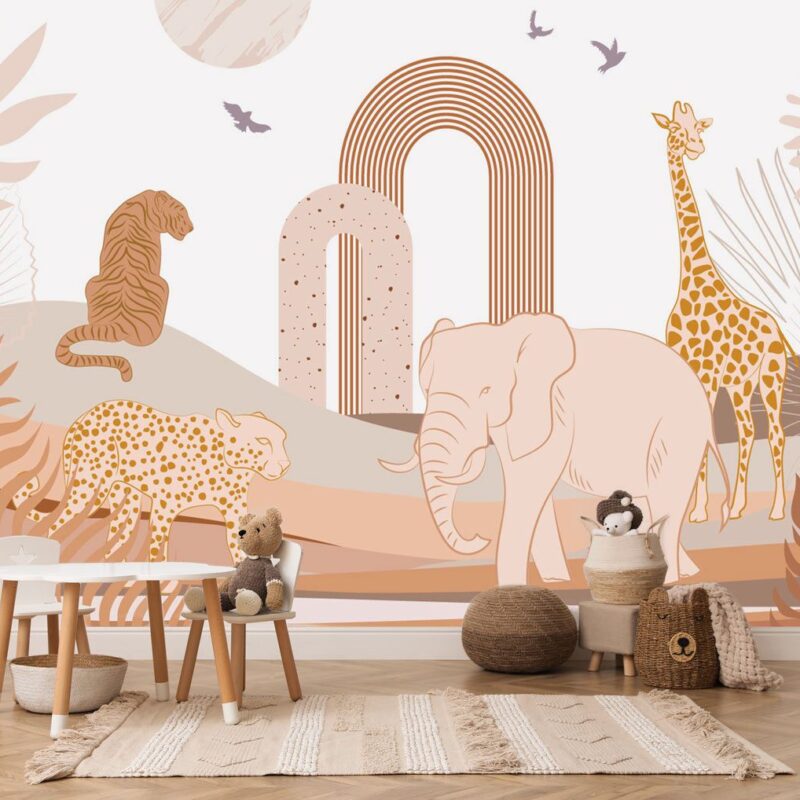 papier-peint-safari-fille