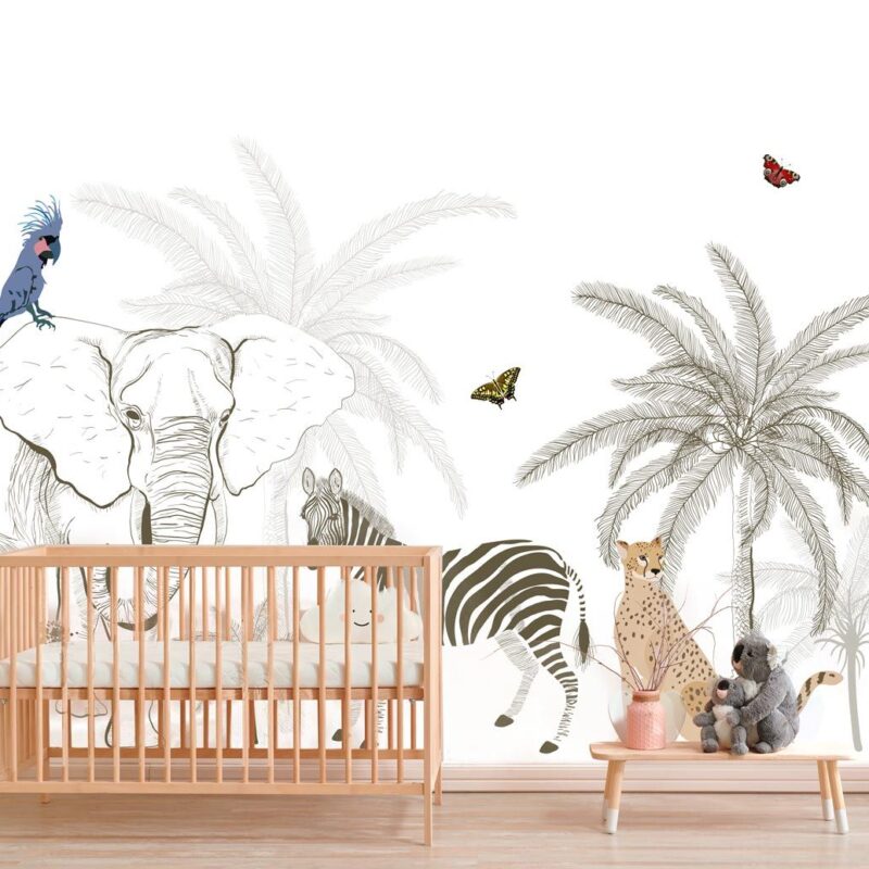 papier-peint-safari-noir-et-blanc