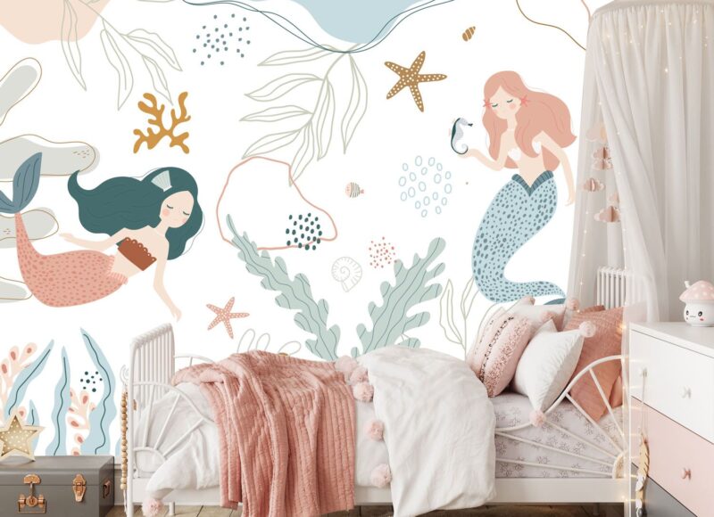 papier-peint-sirene chambre fille