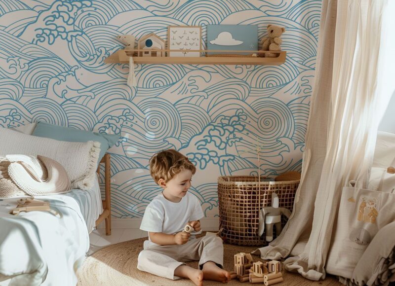papier peint vague enfant