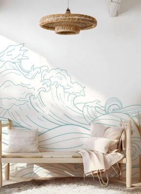 papier peint vague panoramique