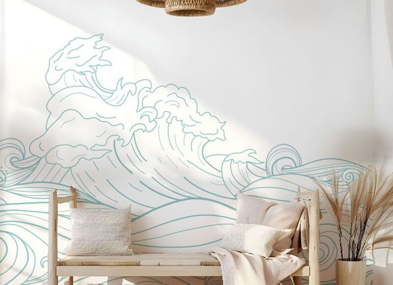 papier peint vague panoramique