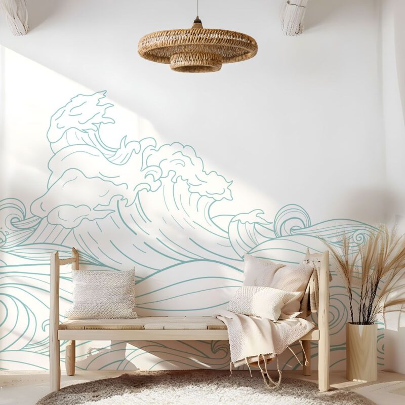 papier peint vague panoramique