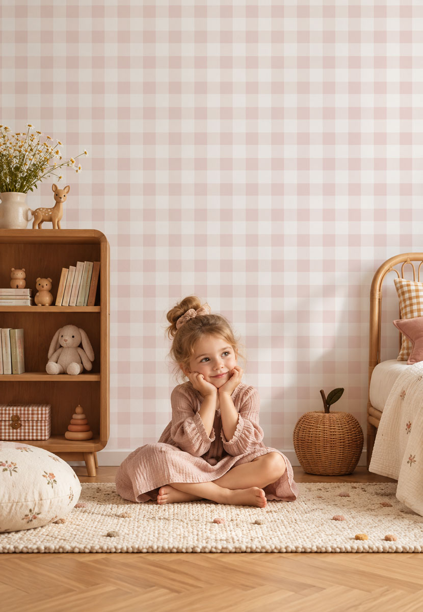 papier-peint-vichy-rose-poudré