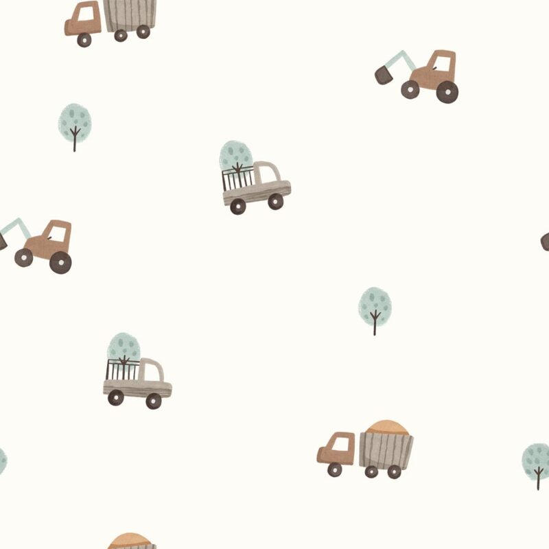 Papier peint camions de chantier nordique pour enfant – Image 2