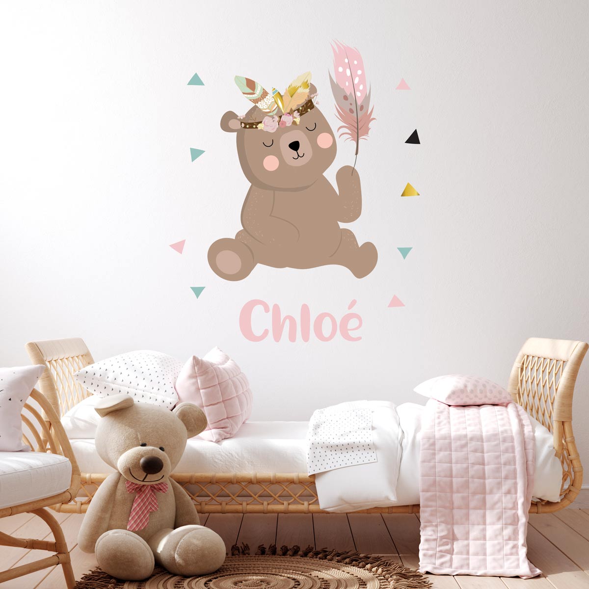 Sticker Ourson Bohème Personnalisé - Décoration Enfant | Babywall