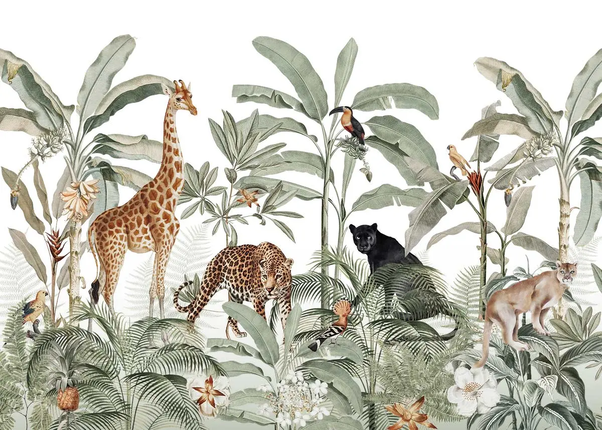 Tapisserie Géante New York Woven – Jungle – 101x101″ – Lion, Girafe, Tigres – Doublée