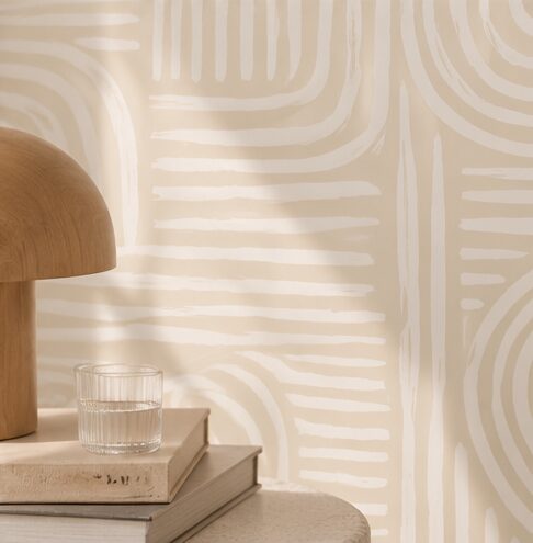 Papier peint Lignes graphiques - Beige – Image 2