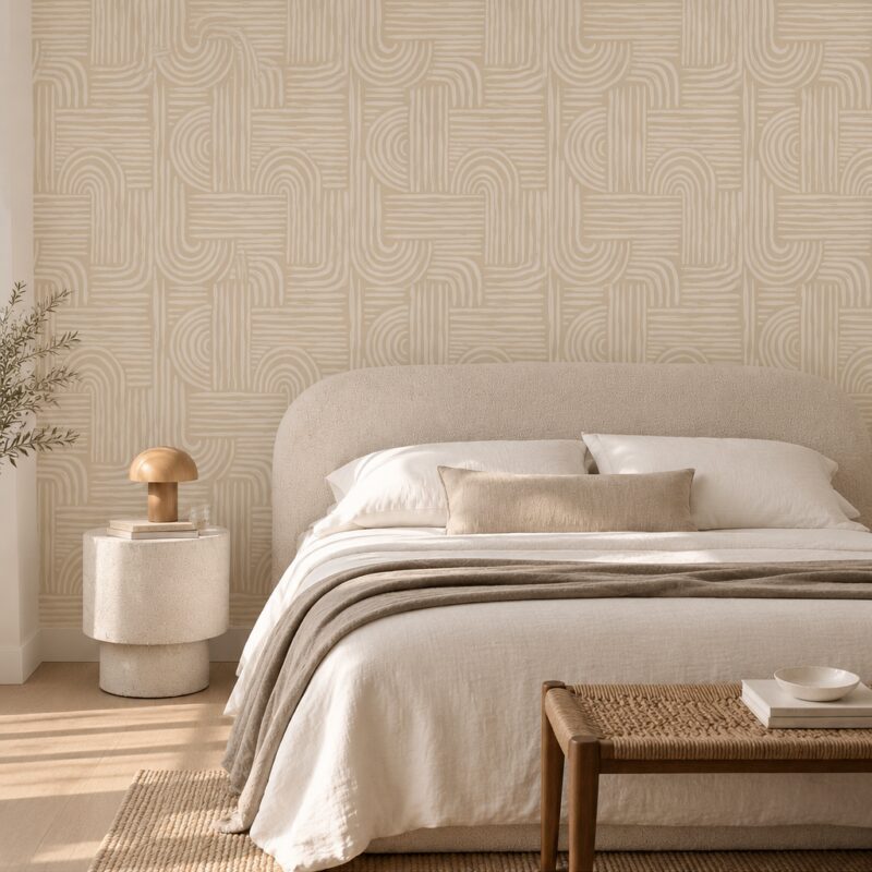 Papier peint Lignes graphiques - Beige – Image 4