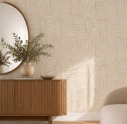 Papier peint Lignes graphiques - Beige – Image 3